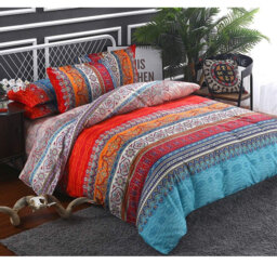 Double 200cm Boho Microfiber Duvet Cover Set, Moroccan Bedding with 2 Pillow Shams