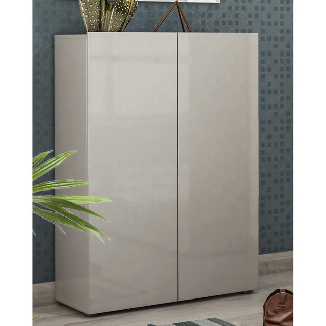 Stella 2 Door 80cm Grey Gloss 25 Pair Shoe Storage Cabinet