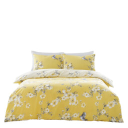 Birdie Blossom Duvet Cover and Pillowcases Set, Double, Polycotton, Machine Washable, Soft Yarn Bedding