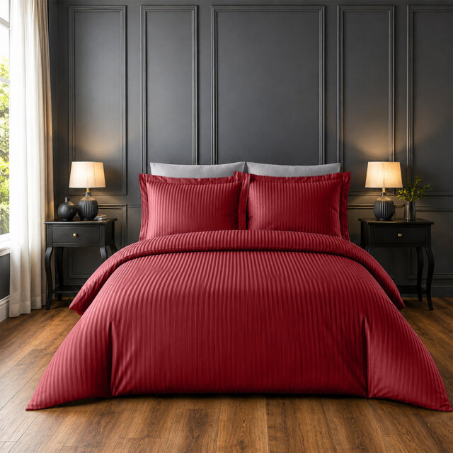 Microfiber Striped Duvet Cover Set with Pillowcases Included