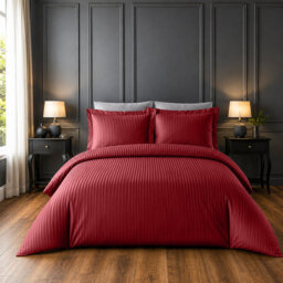 Microfiber Striped Duvet Cover Set with Pillowcases Included