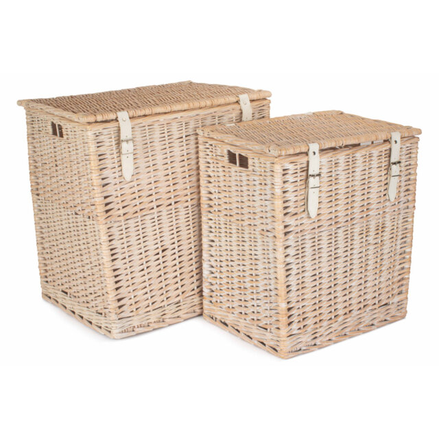 Wicker 2 Piece Vintner Storage Hamper Basket Set