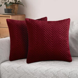 Ultra Soft Embossed Quilted Velvet Throw Cushion Covers for Sofa, Couch, & Bedroom DÃ©cor - Hidden Zipper, Machine Washable & Crushed Velvet