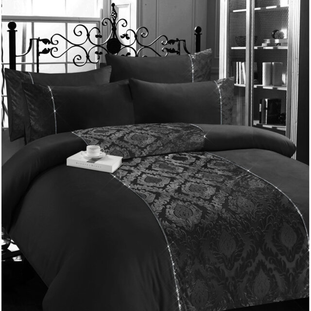 Serafina Black Microfibre 144 TC Duvet Cover Set