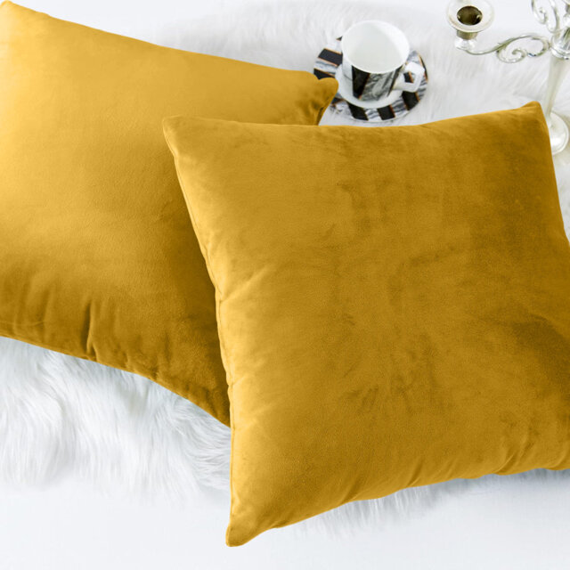 Square Luxury Velvet plush Cushion cover sofa throws Pack of 2