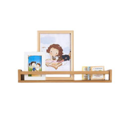 70 cm Natural Solid Wood Wall Shelves for Storybooks, Wooden Book Organizer Shelf Beige