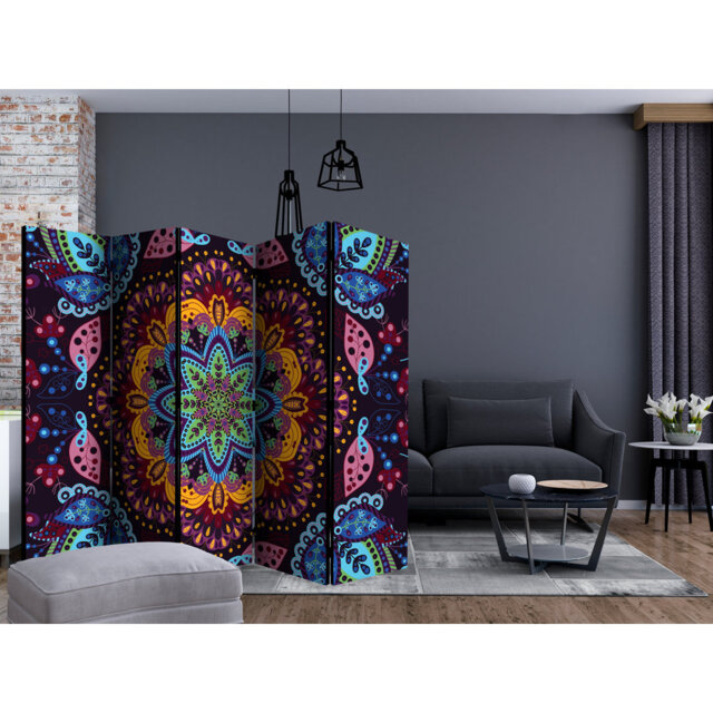 225cm W x 172cm H 5 - Panel Wood Folding Room Divider