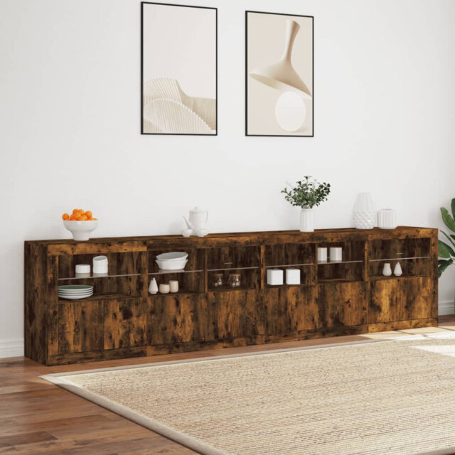 Metro Lane Sideboard With LED Lights Brown Oak 283X37x67 Cm