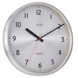 Acctim Klar Wall Clock Non-Ticking Sweep Metal Case 12/24 Dial Quartz Brushed Metal 40cm