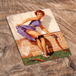 Pin up Girl in Garden and Hose Metal Wall Décor