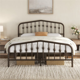 Metal Bed with Arched Headboard and Footboard