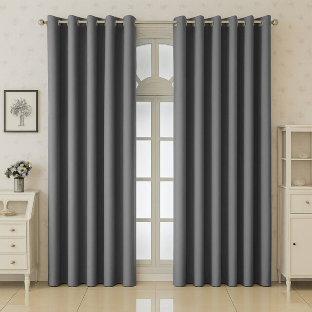 Aspire Homeware 100% Polyester Room Darkening Blackout Eyelet Curtains (Set Of 2)