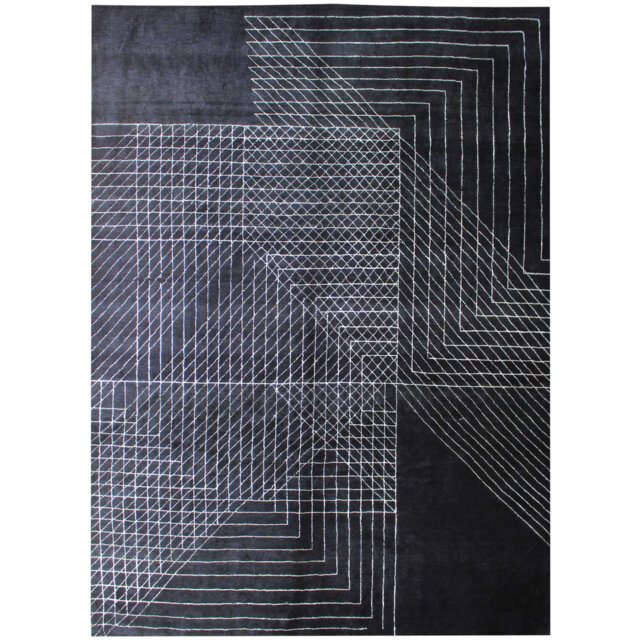 100% Wool Black Rug