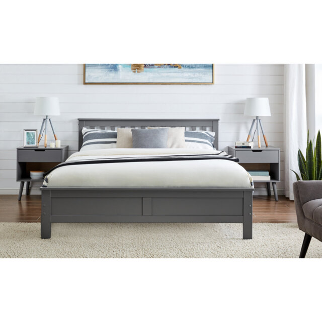 Codman Solid Wood Painted Bed Frame - Modern Farmhouse Style