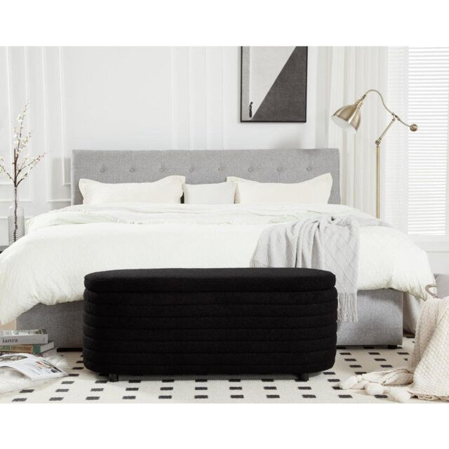 WAHSON Upholstery Storage Bench Made of Teddy Fabric Entryway Shoe Bench