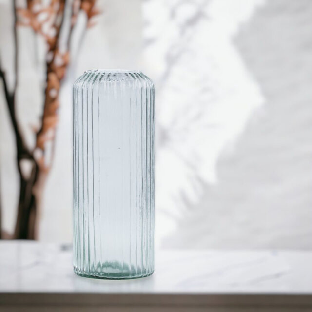 36cm Large Tall Decorative Glass Vase Flowers Arrangement Vertical Line Design