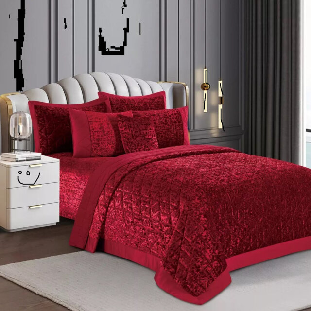 Velvet Bedspread with Pillow Shams Included