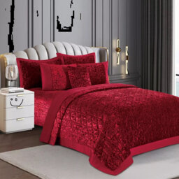 Velvet Bedspread with Pillow Shams Included