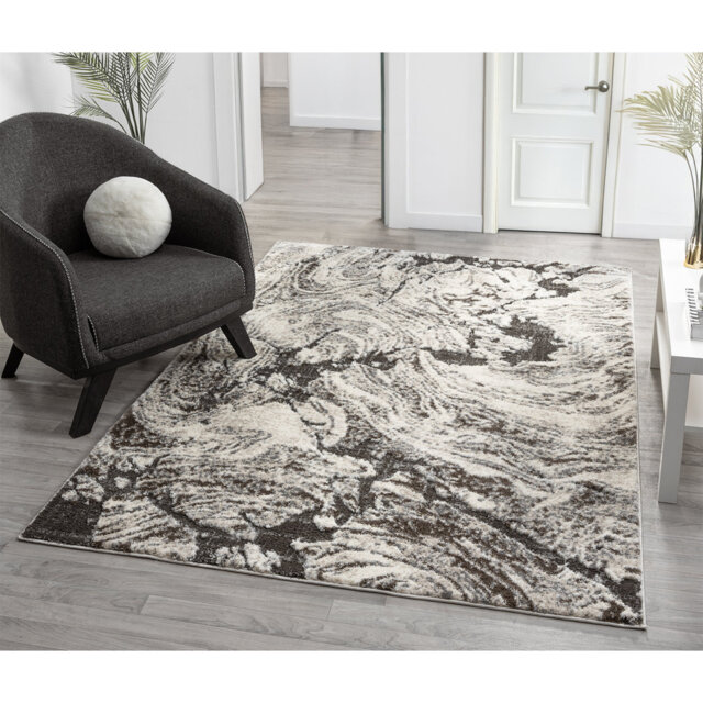 Derel Modern Embossed Contemporary Living Room Area Rug - Abstract Design,Grey