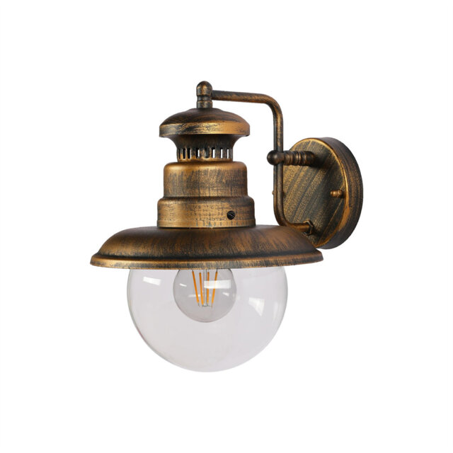 Gardens Outdoor Lantern Wall Light - Compatible Black Gold Antique Wall Light - Weatherproof Assurance - For Entryways Facades Porches Garages Patio