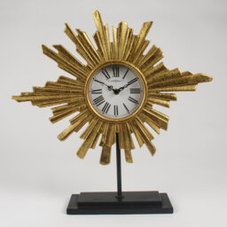 Roman Numeral Resin Quartz Movement / Crystal Tabletop Clock in Gold