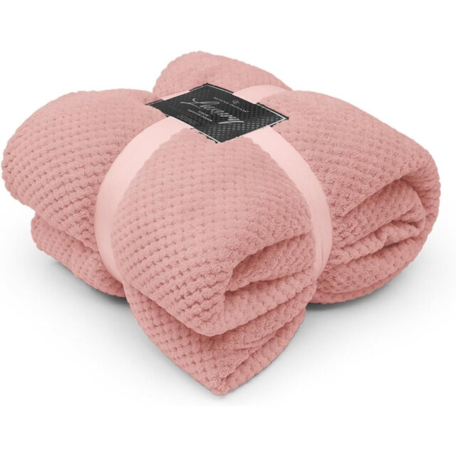 Teddy Popcorn Waffle Throw Blanket Soft Warm Cosy Lightweight Waffle Decorative Blanket for Sofa Couch Bed Bedroom Living Room