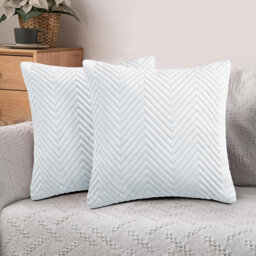 Ultra Soft Embossed Quilted Velvet Throw Cushion Covers for Sofa, Couch, & Bedroom Décor - Hidden Zipper, Machine Washable & Crushed Velvet