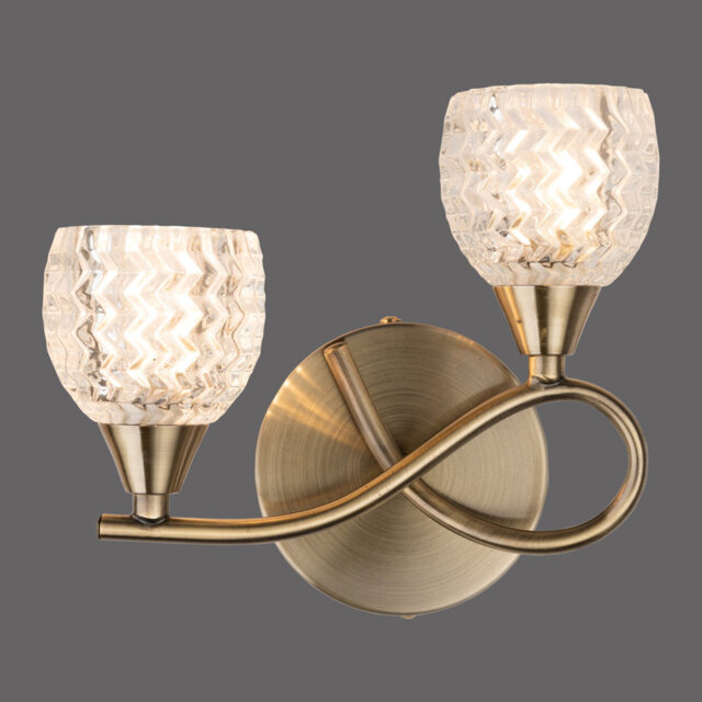 Trang 2-Light Dimmable Cut Glass Antique Brass Flush Mounted Sconce Wall Light