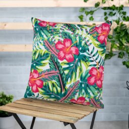 Tropical Flower Indoor-Outdoor Cushion, Multicolour