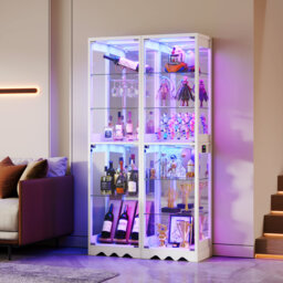 6-Tier Display Cabinet with Human Body Sensor RGB Lights