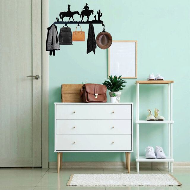 Metal Wall Organizer with Key Hooks