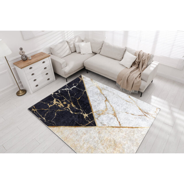 Miro Geometric Machine Woven Gold Area Rug