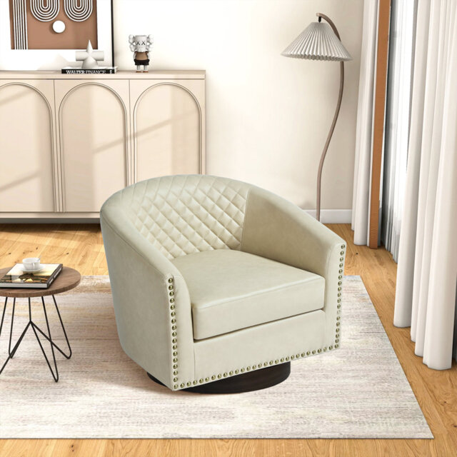 75.2Cm Wide Tufted Swivel Barrel Chair