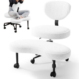 Ergonomic Cross Legged Chair, 360° Swivel Meditation Chair with Wheels, Height Adjustable Seat for ADHD, Strong Lumbar Support, Chic Home Office Furni