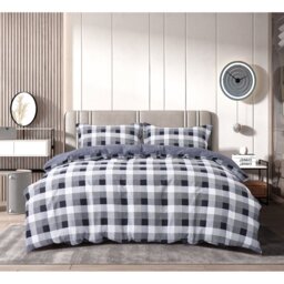 Quijada Satin Plaid Duvet Cover Set with Pillowcases Included