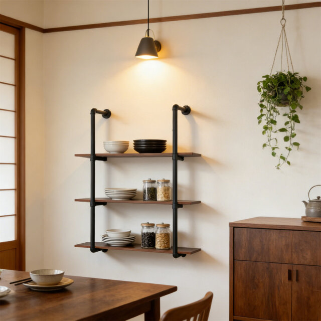 3 Tier Industrial Pipe Floating Shelf, Solid Wood Board Rustic Wall Mounted Shelf For Towels, Books, Decor