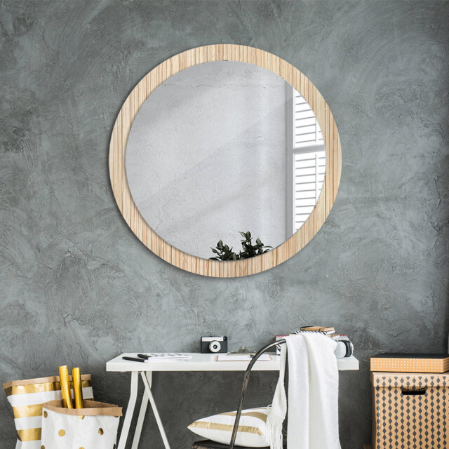 Huldar Round Glass Framed Wall Mounted Accent Mirror in Yellow/Black