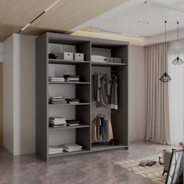 Sliding Wardrobe with Mirror Modern Bedroom 4 Colours 3 Sizes