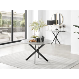 Eubanks Luxury Metal and Concrete Effect Round Dining Table - Modern Statement Design