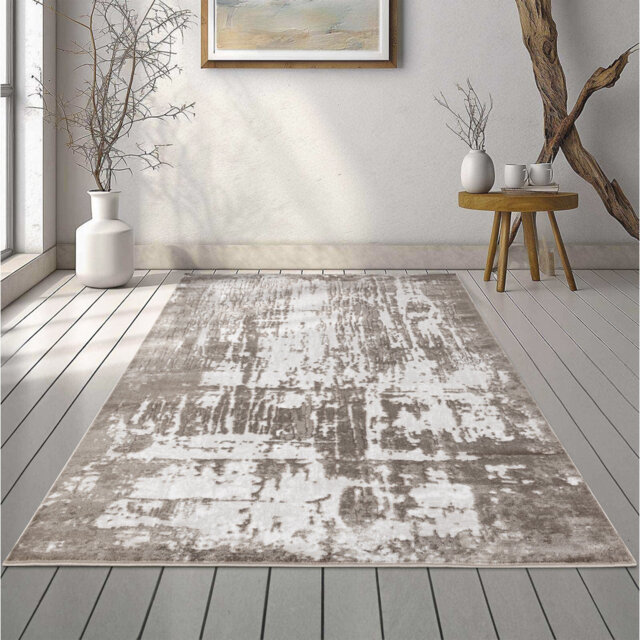 Forysthe Serenity Modern Abrasion Contemporary Flatweave Grey Rug