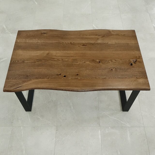 Nix Oak Unfinished Solid Wood Top Metal Base Dining Table