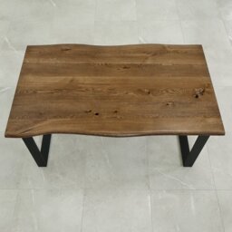 Nix Oak Unfinished Solid Wood Top Metal Base Dining Table