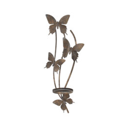 Metal Butterfly Wall Candle Holder - Antique Distressed Decorative Wall Mounted Candle Holder Home Accent
