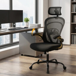 Ergonomic Office Chair with Flip-Up Arms and Lumbar Support, High-Back Mesh Computer Desk Chair for Office, Comfy Swivel Task Chair Gaming Chairs with