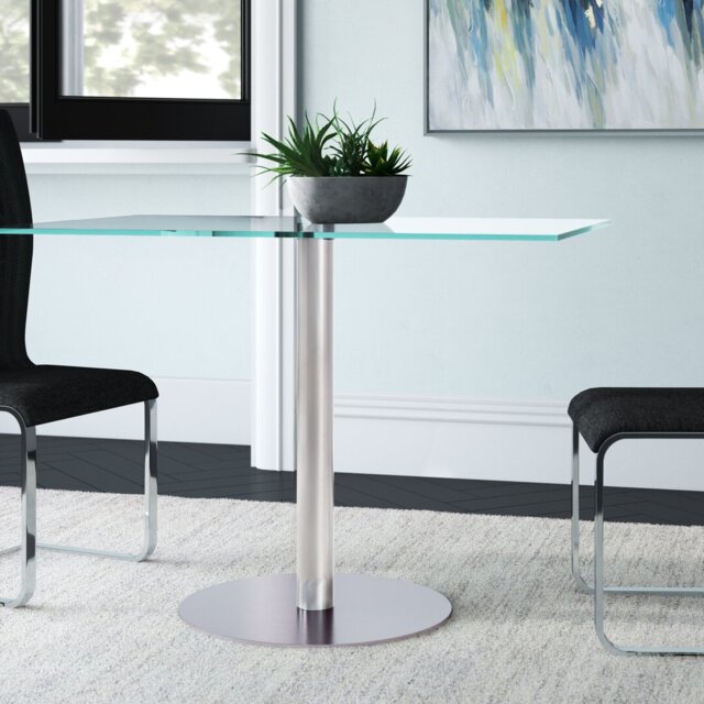 Adlingt Glass Top Metal Base Dining Table