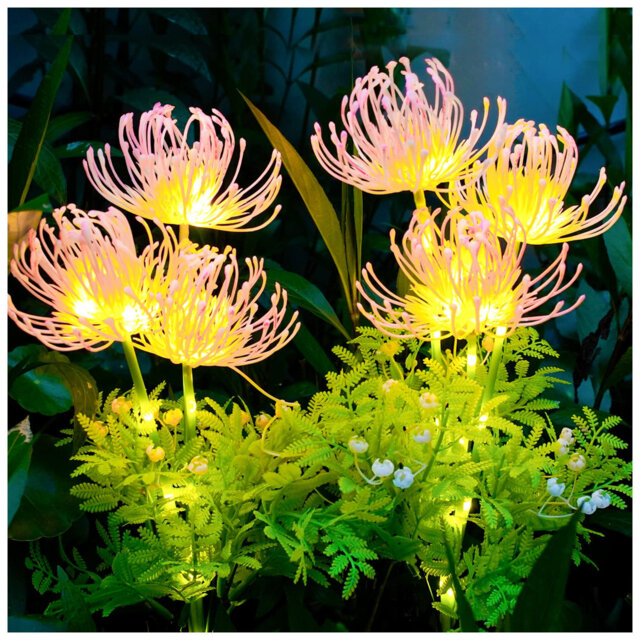 Solar LED Glowing Flower and Stem Lights with Fast Charging Panel for Garden Yard Patio and Outdoor Decor