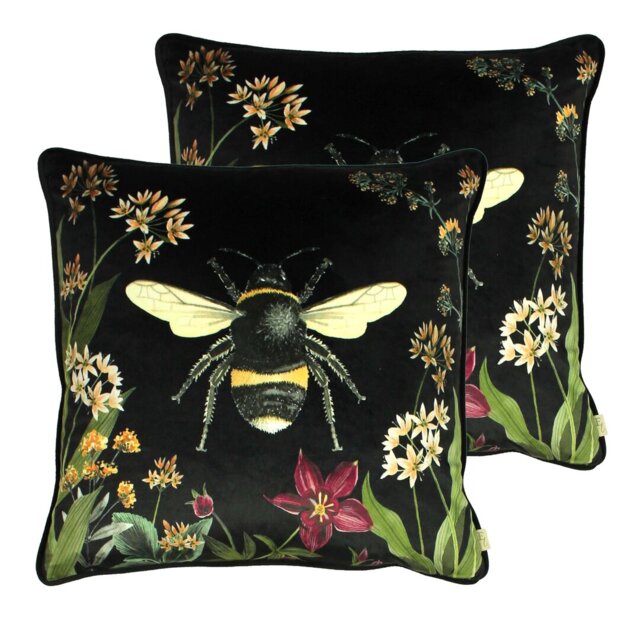 Midnight Garden Bee Polyester Filled Cushion Twin Pack