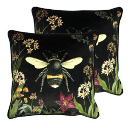 Midnight Garden Bee Polyester Filled Cushion Twin Pack