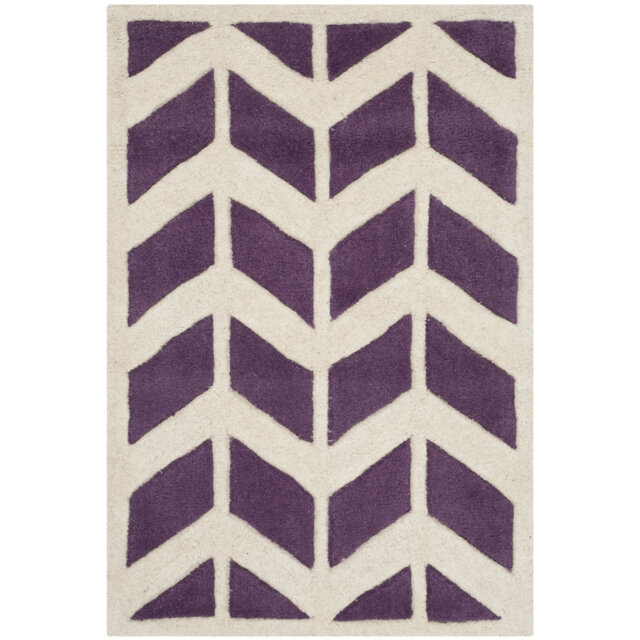 Sandbach Hand Tufted Wool Purple/Ivory Rug