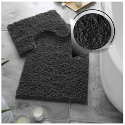 Luxury Zero Twist Bath Mat Set 2 Piece Plush Microfiber Bathroom Rug & Pedestal Mat Non Slip Absorbent Washable